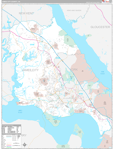 James City County, VA Wall Map